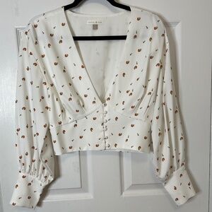 Backyard Roses Deep V Rose Blouse